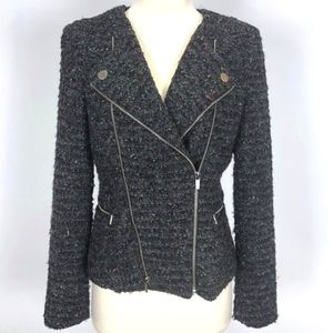 McGinn Metallic Tweed Textured Moto Jacket XS